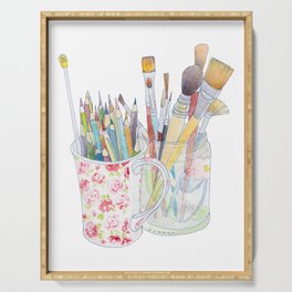 Art Tools: pencils and brushes (ink & watercolour) Serving Tray