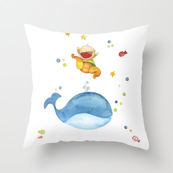 Baby whale Throw Pillow