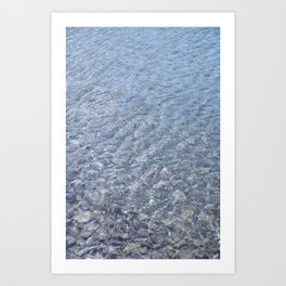 Blue sparkling mountain lake - France alps - travel photography Art Print