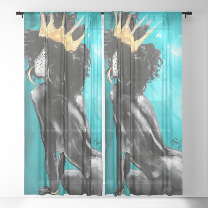 Naturally Queen VIII TEAL Sheer Curtain