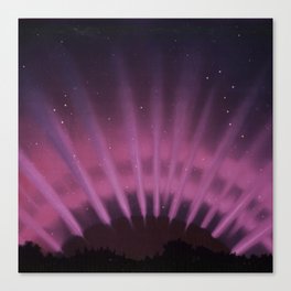 Vintage Aurora Borealis northern lights poster in magenta - pink Canvas Print