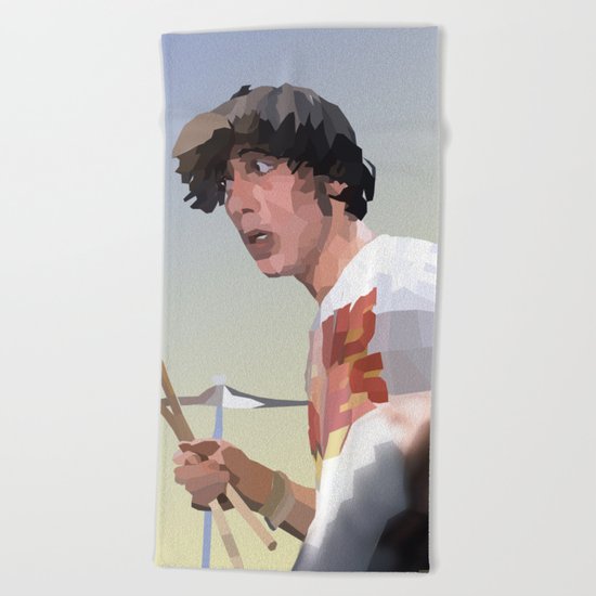 Low Polygon Portrait of Keith Moon Beach Towel
