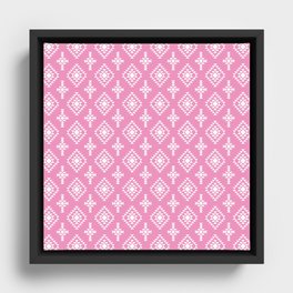 Pink and White Native American Tribal Pattern Framed Canvas