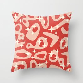 Retro Mid Century Modern Abstract Composition 822 Beige and Red Throw Pillow
