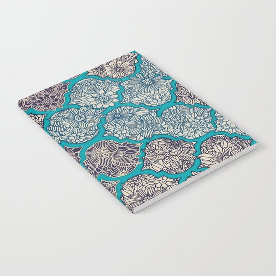 Moroccan Floral Lattice Arrangement - teal Notebook