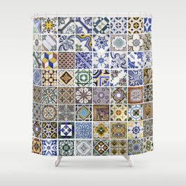 Traditional tiles from facades of old houses in Porto, Portugal Shower Curtain