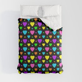 Neon Rainbow Hearts Comforter