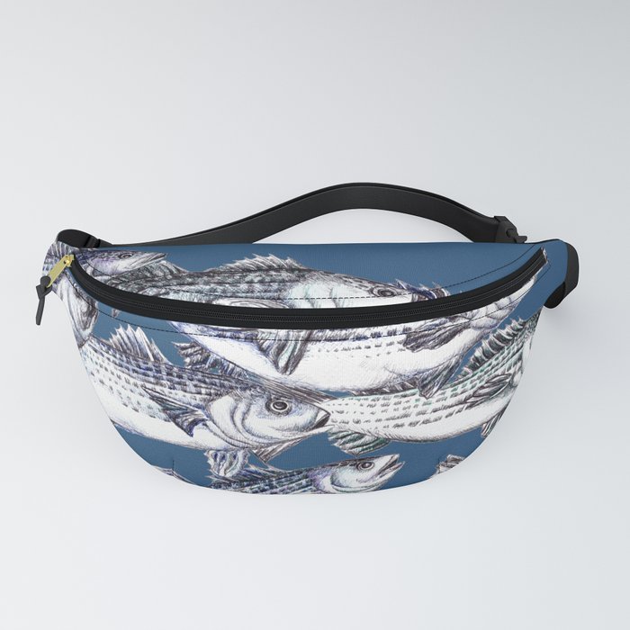 Striped Bass Fish in Marine Blue Fanny Pack