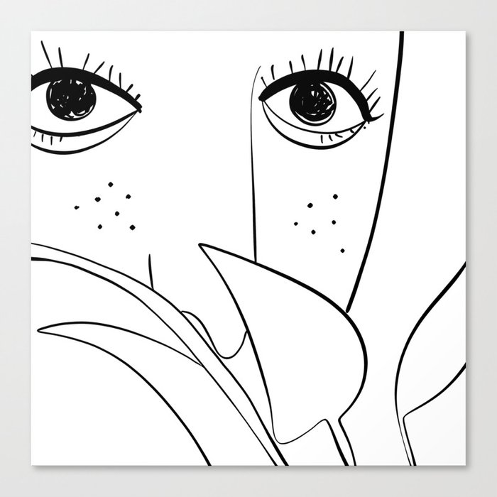 Nemy - Minimal, Modern - Abstract Woman Face Line Art Canvas Print