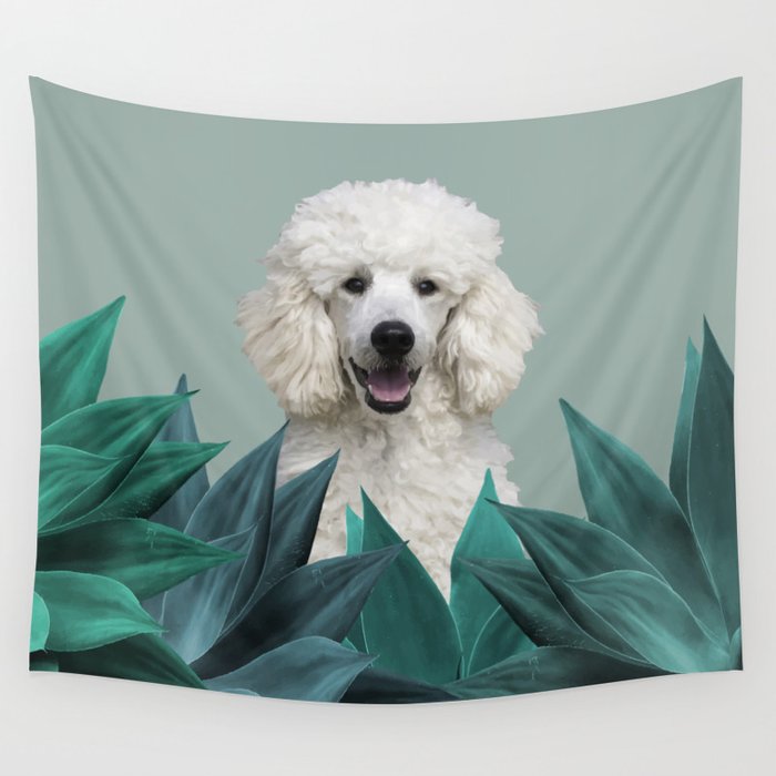 White Poodle Agave Cactus leaves Wall Tapestry