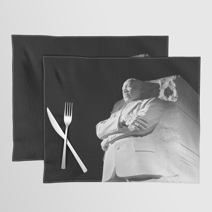 Night, Martin Luther King Civil Right African American Memorial black and white photograph / photography Placemat