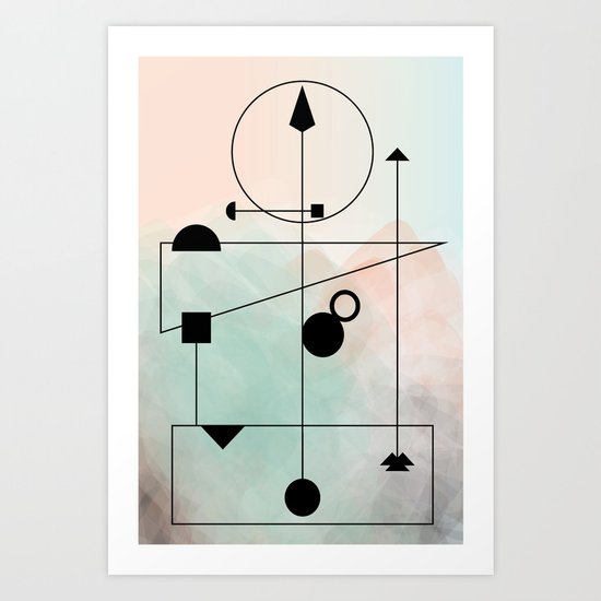 Geometric Scandinavian Design Pastel Colors Art Print