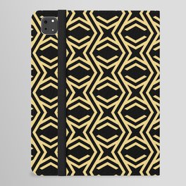 Black and Yellow Zig Zag Stripe and Star Pattern Pairs DE 2022 Popular Color Gatsby Glitter DET496 iPad Folio Case