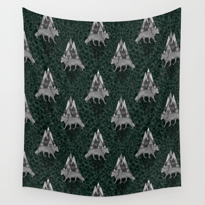 Gray Wolf in the Mountains  Wall Tapestry