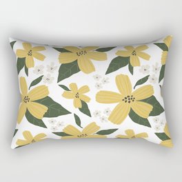 Yellow Summer Blooms Pattern Rectangular Pillow