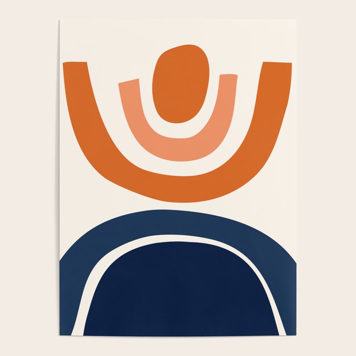 Abstract Shapes 23 Orange and Navy Blue Poster by nineFlorals Society6