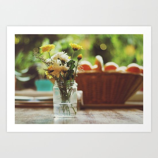 Flowers and oranges Art Print