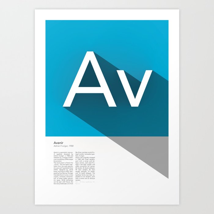The Typographic Alphabet Avenir 1 26 Art Print By Wearemrde Society6