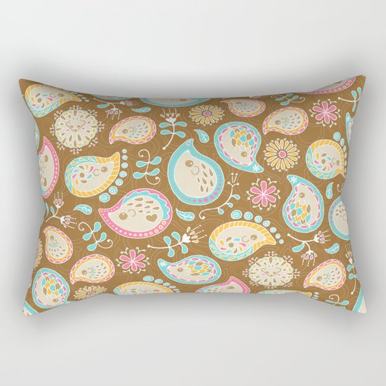 Hedgehog Paisley_Colors and Cocoa Rectangular Pillow