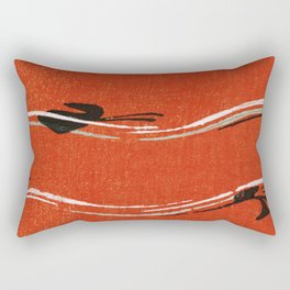 Vintage Japanese Woodblock Textile Pattern Rectangular Pillow