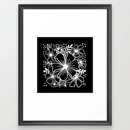 Black + White Florals (square) Framed Art Print