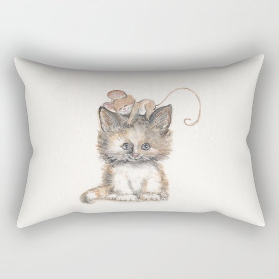 Cat and Mouse Rectangular Pillow