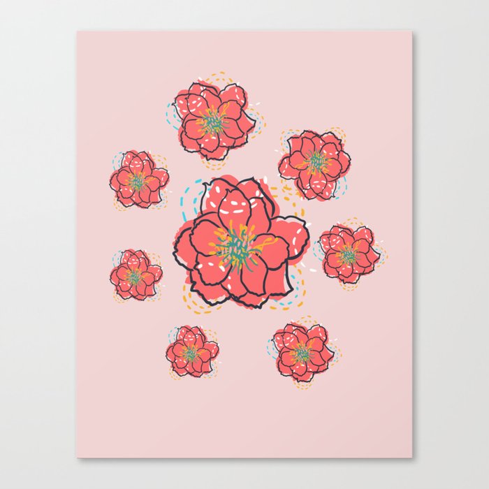 Christmas Flowers Pink And Red  Canvas Print
