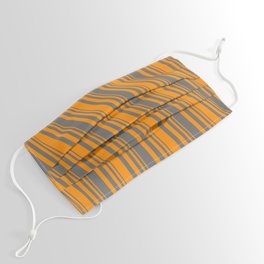 [ Thumbnail: Dark Orange and Dim Grey Colored Pattern of Stripes Face Mask ]