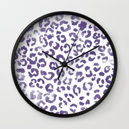 Modern hand painted leopard purple ultra violet watercolor pattern Wall Clock