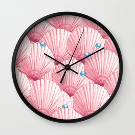 Seashells Pearl Treasure | Rockin’ Pink + Aqua Blue Wall Clock
