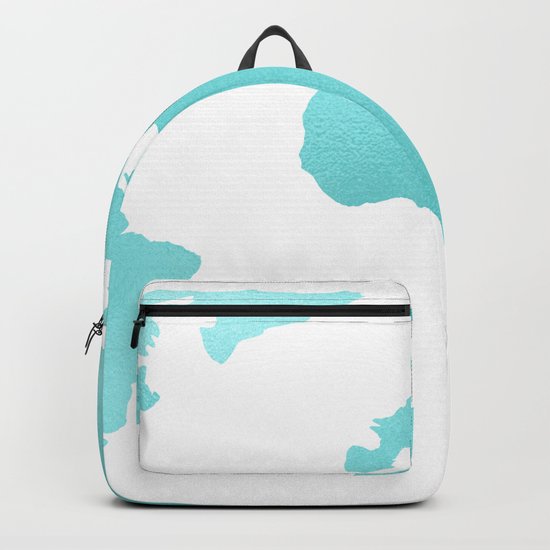World Map Turquoise Shimmery Map Backpack