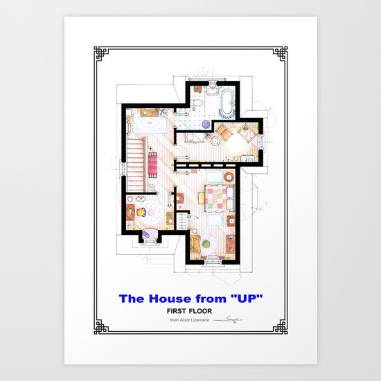 The House from UP - First Floor Floorplan Art Print