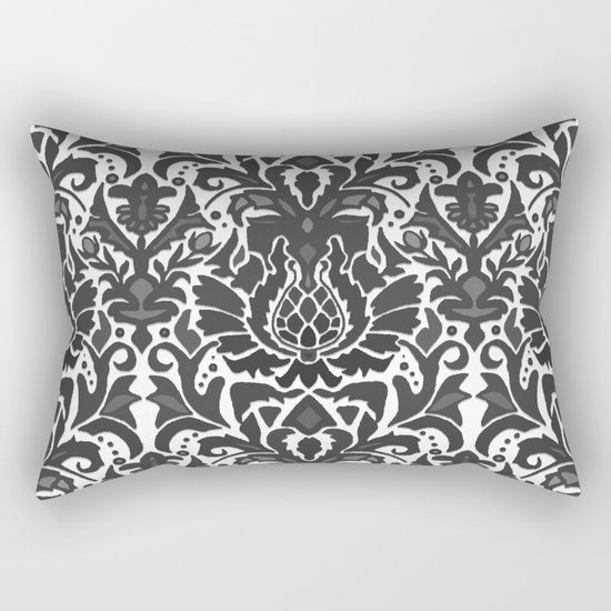 Aya damask mono Rectangular Pillow