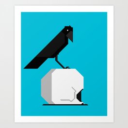 The Crow and the Skull Art Print | Graphic Design, Illustration, Animal, Digital 