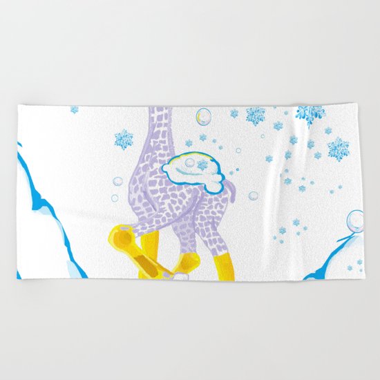 Winter is Coming - Midas is Ready - Christmas Lavender Giraffe Beach Towel