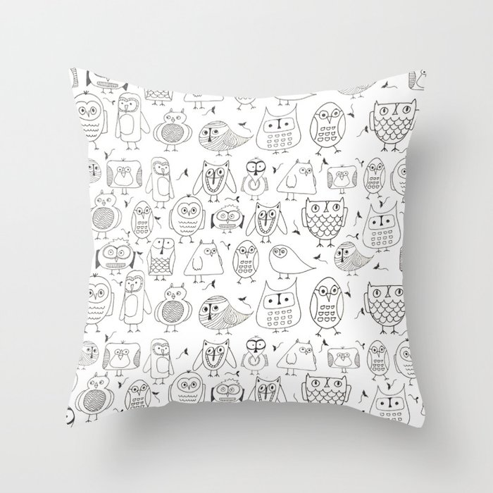 Cute Little Owls Throw Pillow