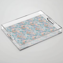 pale peach and blue nautical floral dogwood symbolize rebirth and hope Acrylic Tray