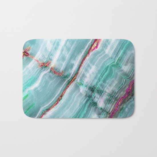 Jade Mint Marble Paint Abstract Bath Mat