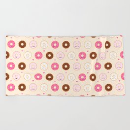 Cute Little Donuts on Cream Beach Towel