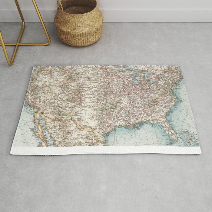 Vintage United States Map 1900 - Vintage United States Map 1900 Rugs 