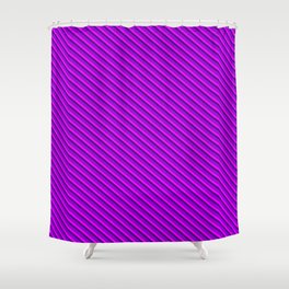 [ Thumbnail: Dark Violet, Fuchsia & Indigo Colored Lines/Stripes Pattern Shower Curtain ]