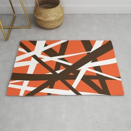 Brown Orange and White Abstract Stripes Area & Throw Rug