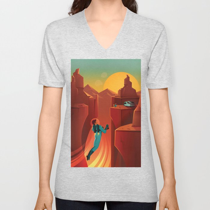 SpaceX Travel Poster, Art Prints V Neck T Shirt