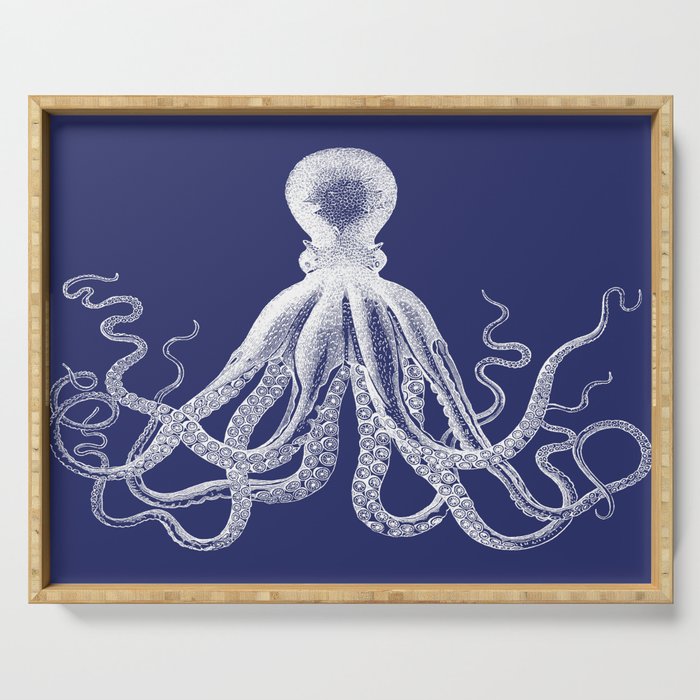 Octopus | Vintage Octopus | Tentacles | Navy Blue and White | Serving Tray