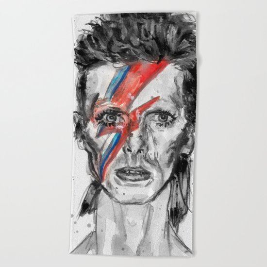 Bowie Inspired David in BW Beach Towel