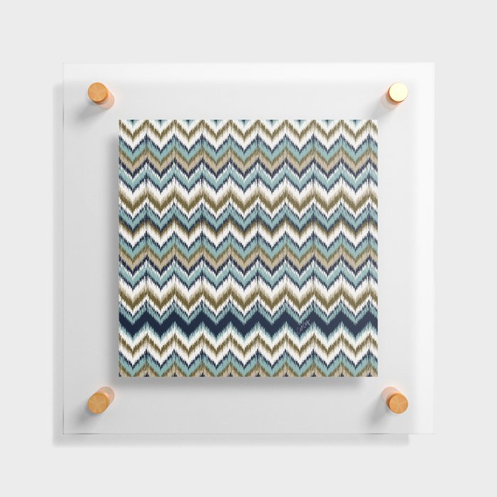 8-Bit Ikat Pattern – Blue & Tan Floating Acrylic Print