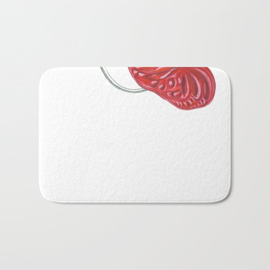 Anthurium 01 Botanical Flower * Red Heart Valentine Bath Mat