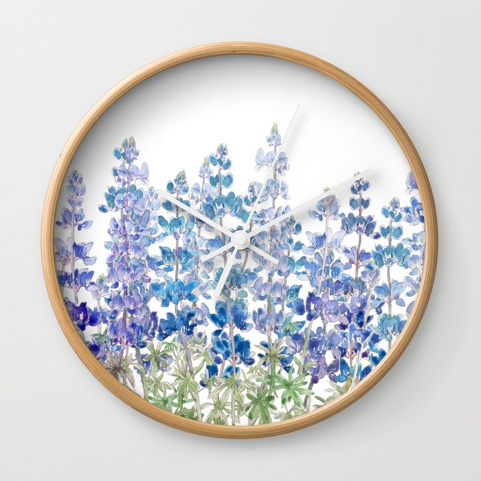 blue and purple lupin flowers horizontal  Wall Clock
