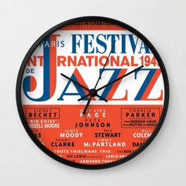 Vintage 1949 Paris International Jazz Festival Poster Wall Clock | Graphicdesign, Concertad, Horns, Curated, Musicfestival, Newport, Concertposter, Bourbonstreet, Festival, Jazzfestival 