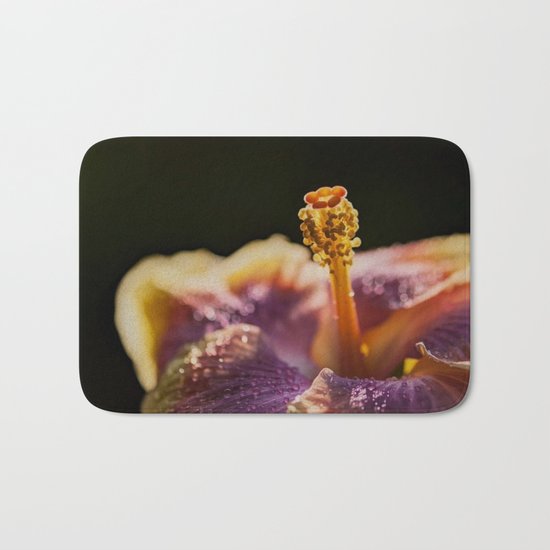 Tropical Hibiscus flower at backlight Bath Mat